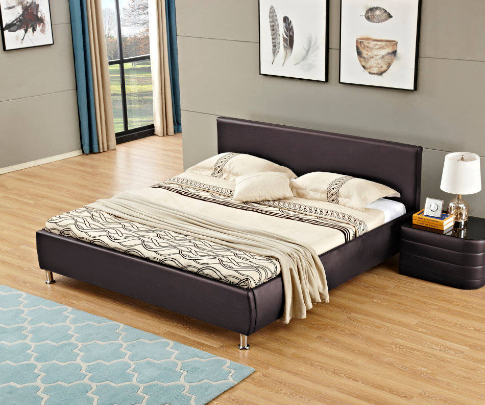 Beds Hazlo Aleksandr Faux Leather Bed Base with Headboard King